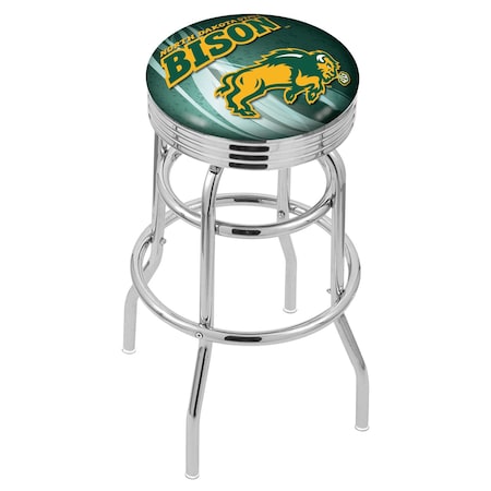 Holland Bar Stool Co 25" Chrome 2-Ring North Dakota State Swivel Bar Stool, Accent Ring L7C3C25NDakSt-G-D2